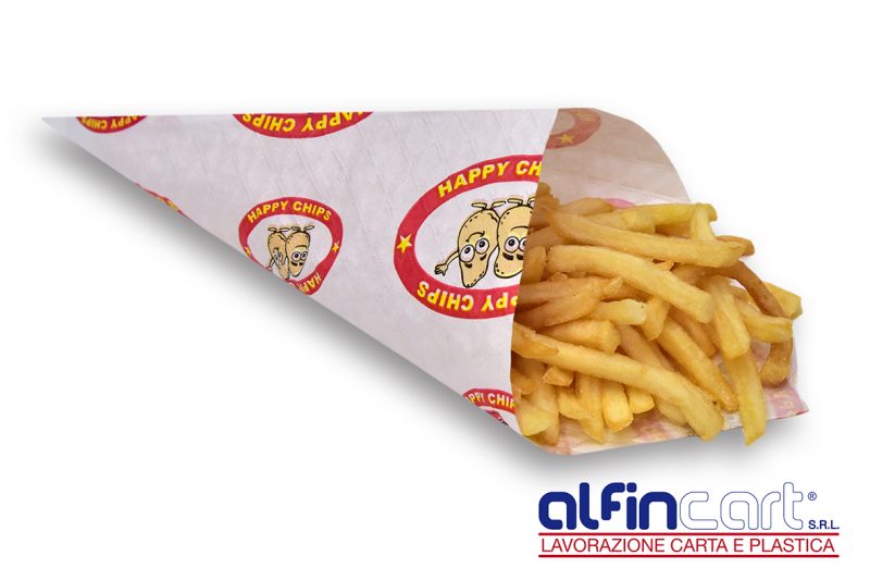 Paper chip cones for dutch and french fries Alfincart Ltd