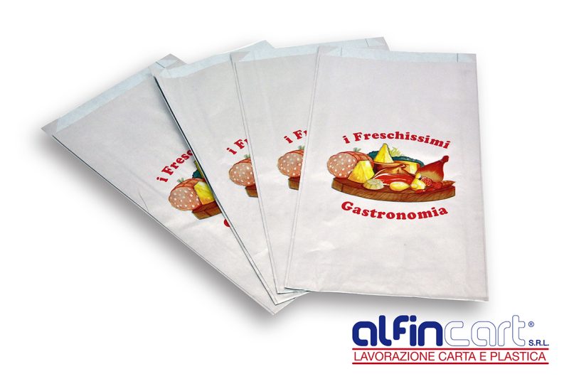 Sacchetti salvafreschezza stampati con logo generico “I Freschissimi – Gastronomia”.