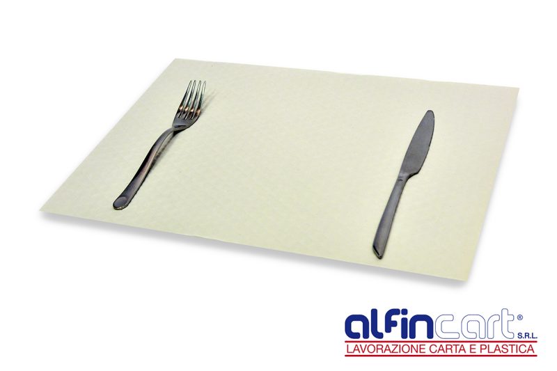 White paper placemats.