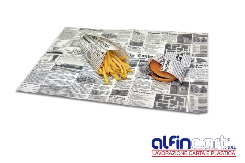 Greaseproof paper for food packaging.
